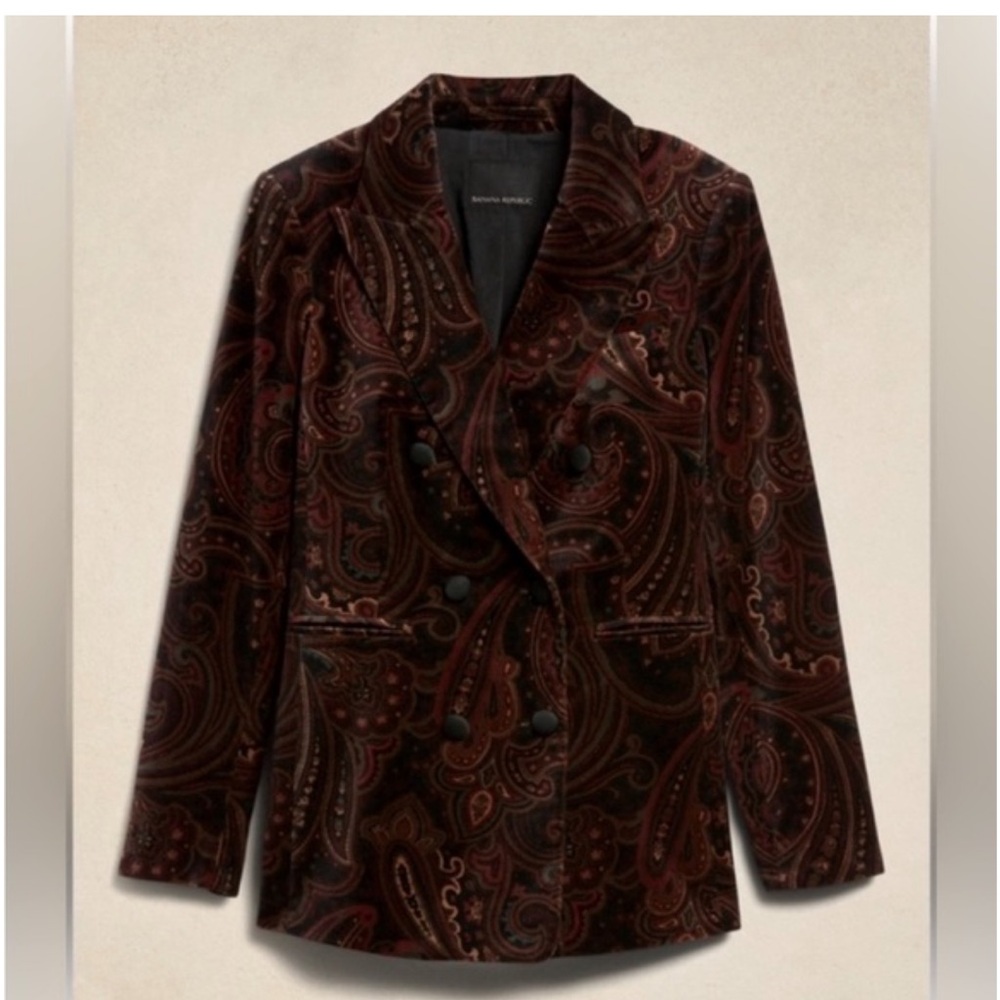 Banana republic Veluro Paisley Boho double breasted jacket blazer 2